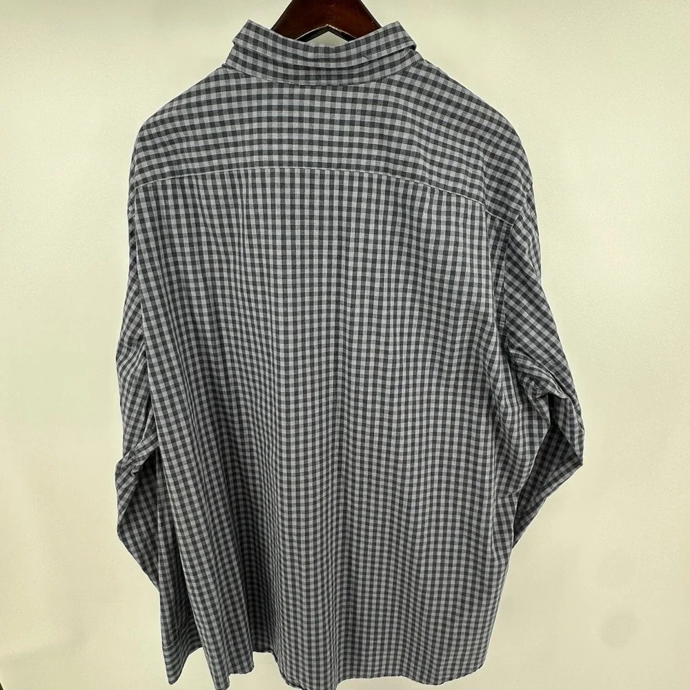Banana Republic Soft Wash Slim Fit Shirt Mens XXL Grey Navy Gingham Check Cotton